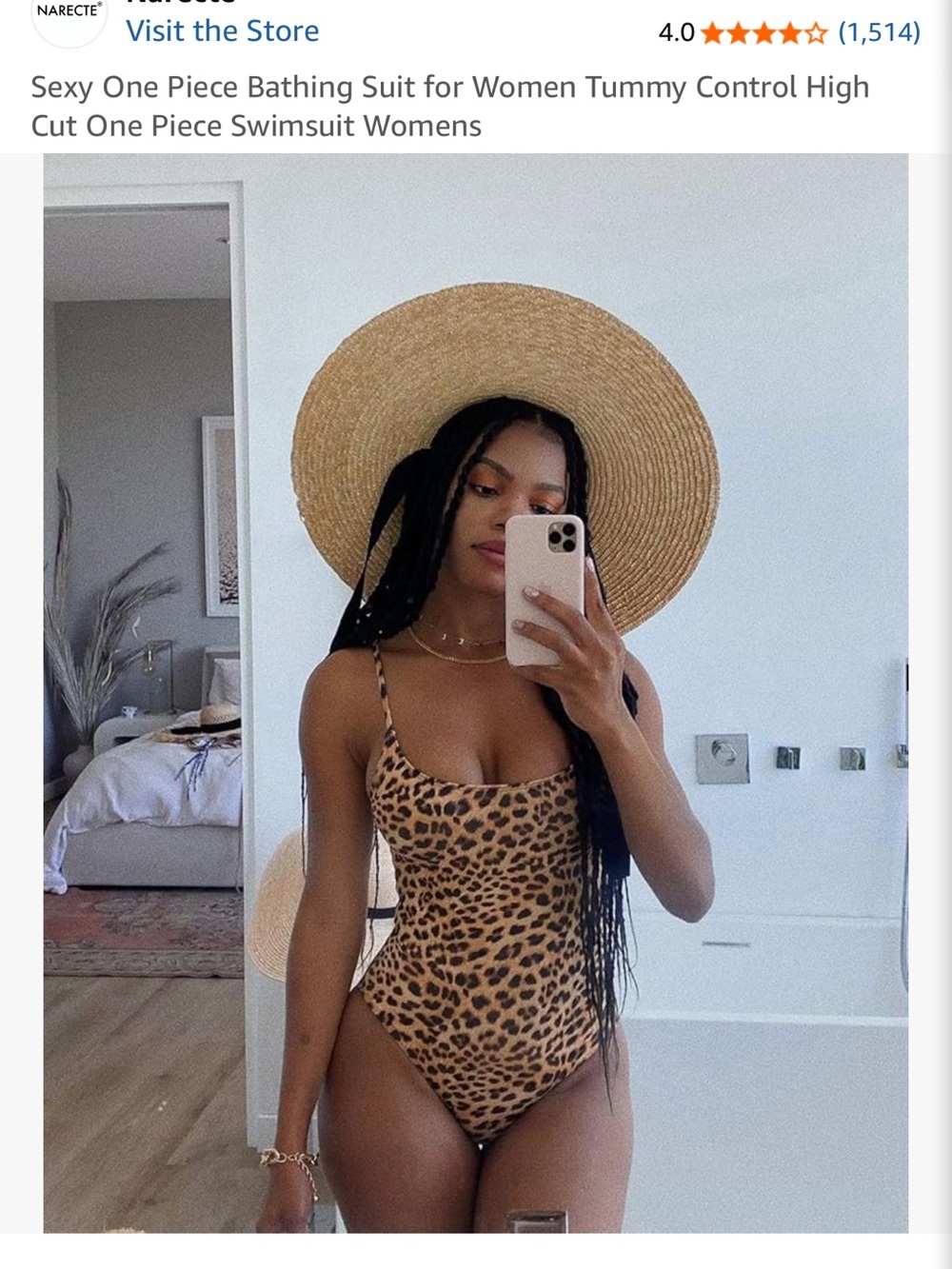 Leopard Print One-Piece Swimsuit in Tan and Black
